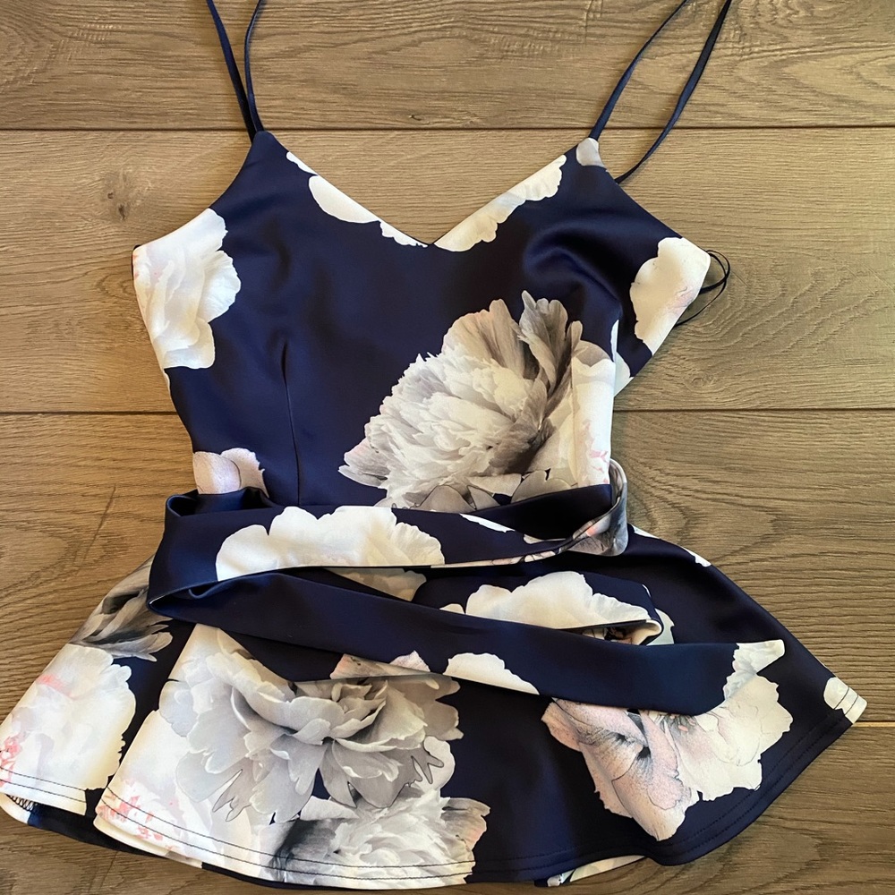 Floral Peplum Tie Waist Top